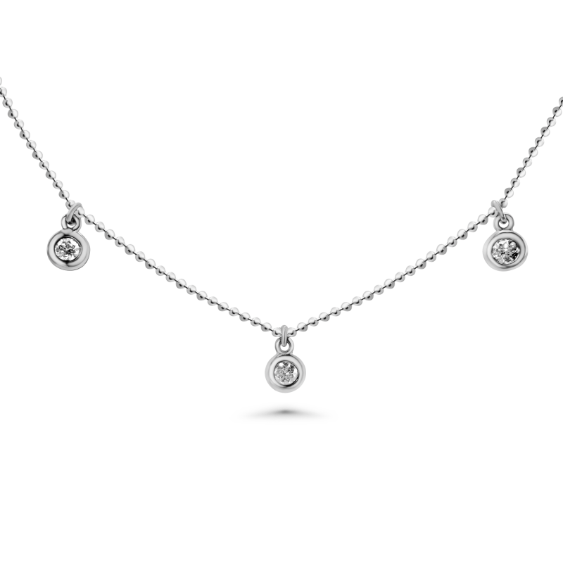 Dangling Diamond Bezel Necklace (.10) - 5 stations