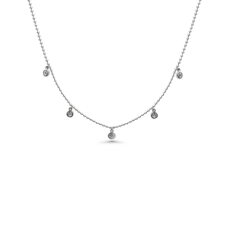 Dangling Diamond Bezel Necklace (.15) - 5 Stations