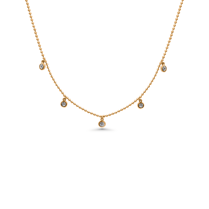 Dangling Diamond Bezel Necklace (.15) - 5 Stations