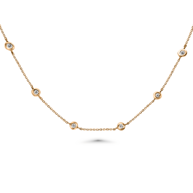 Diamond By The Yard Necklace (.10) - 14 Stations