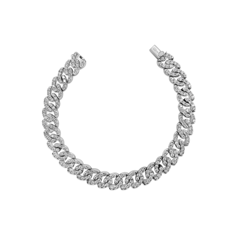 Medium Flat Diamond Curb Link Bracelet