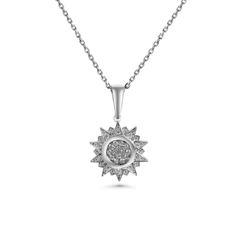 Sunburst Diamond Pendant 8mm