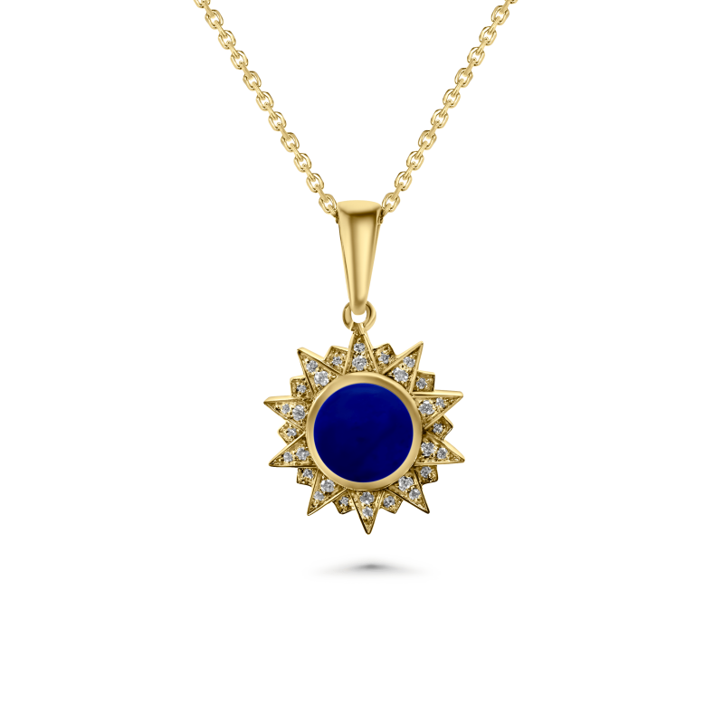 Sunburst Lapis Pendant 8mm