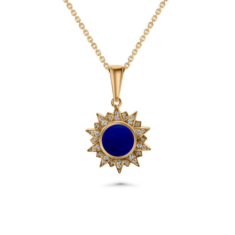 Sunburst Lapis Pendant 12mm