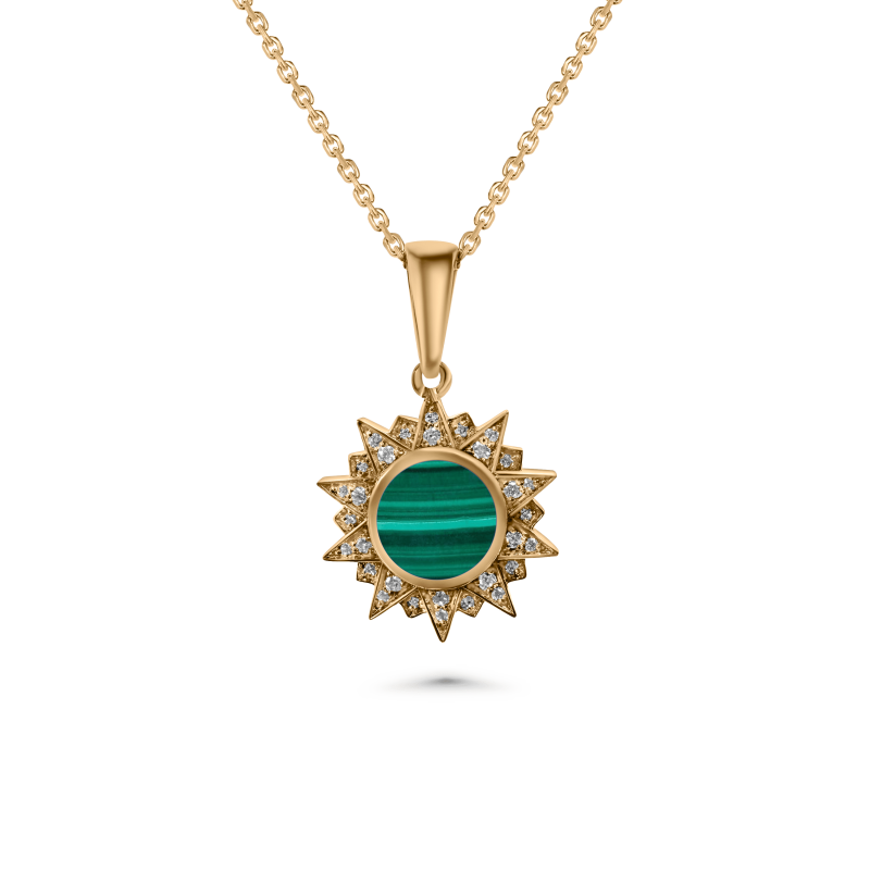 Sunburst Malachite Pendant 12mm