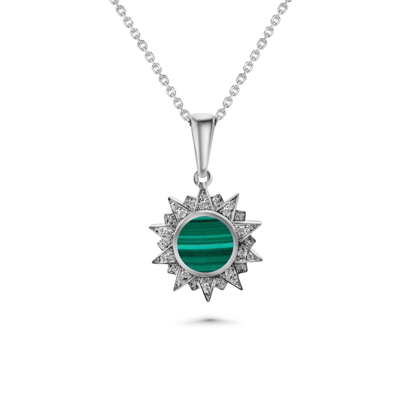 Sunburst Malachite Pendant 10mm