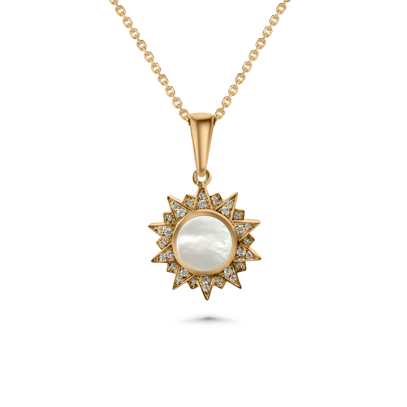 Sunburst Mother Of Pearl Pendant 12mm