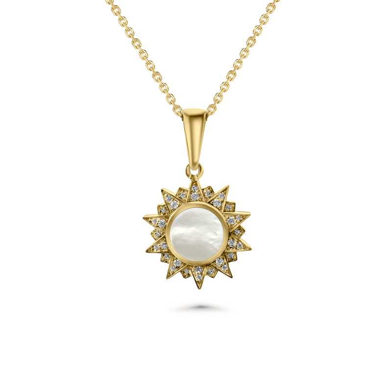 Sunburst Mother Of Pearl Pendant 8mm