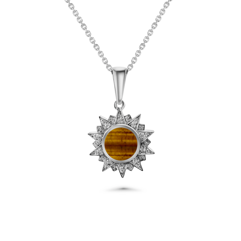Sunburst Tiger Eye Pendant 8mm