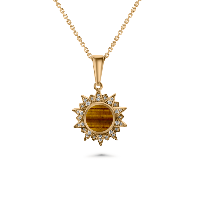Sunburst Tiger Eye Pendant 8mm